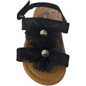 bebe Girls Soft Slip-On Slide Sandals with Chiffon Flower- Loop Closure - Sz 7